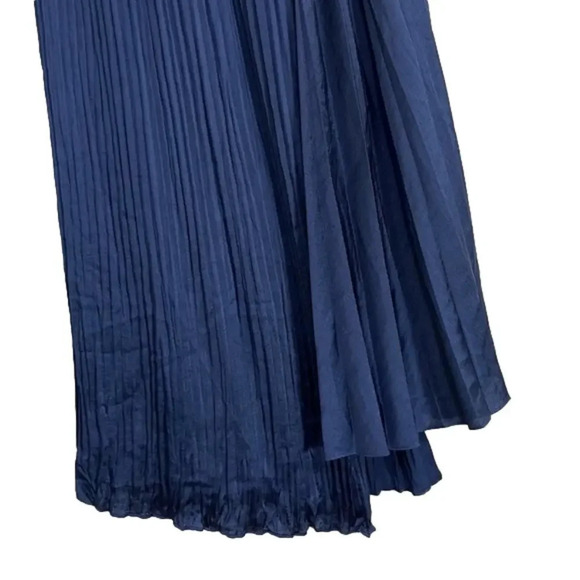 Vince Satin Mixed-Pleat Asymmetric Midi Skirt Blue with Pockets Size XXS - Picture 6 of 12
